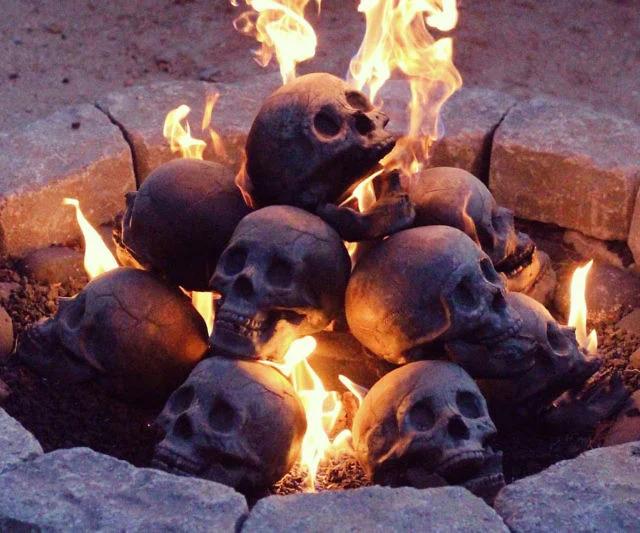 Human Skull Fireplace Logs